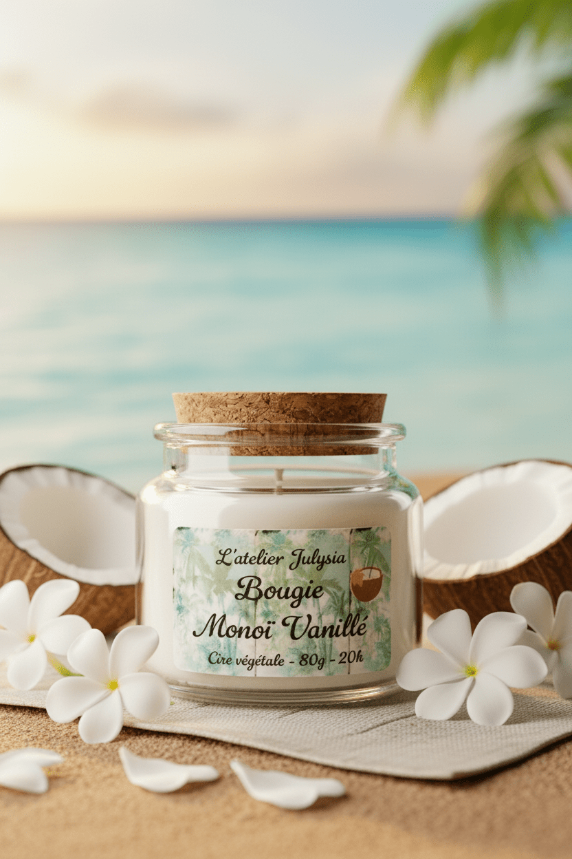 Bougie Monoï Vanillé - Les bougies de l'atelier Julysia