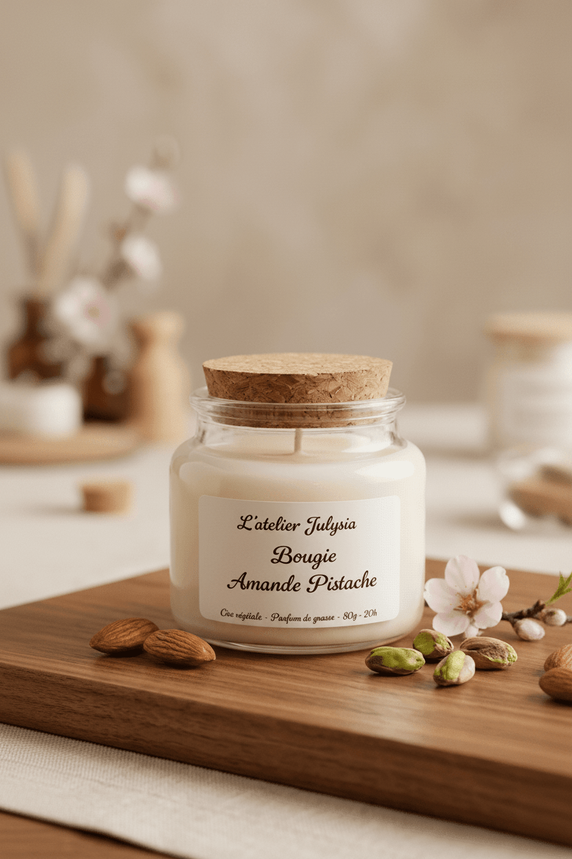 Bougie Amande Pistache - Les bougies de l'atelier Julysia