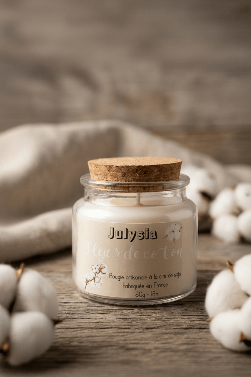 Bougie Fleur de coton - Les bougies de l'atelier Julysia
