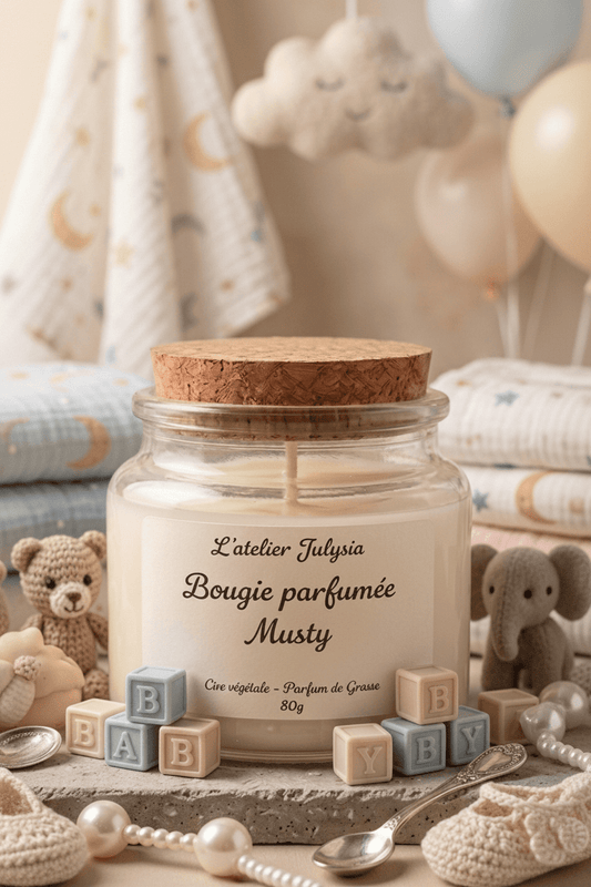 Bougie Musty fait main - L'atelier Julysia - Les bougies de l'atelier Julysia
