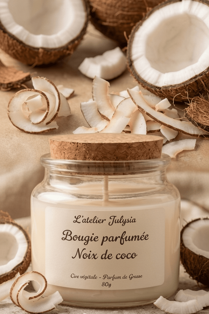 Bougie Noix de coco - Les bougies de l'atelier Julysia