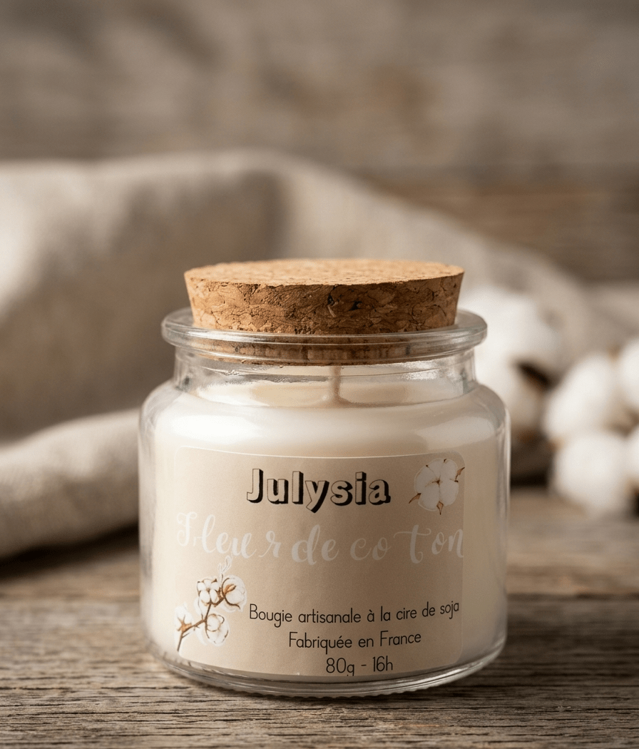 Bougie S Fleur de coton - Les bougies de l'atelier Julysia