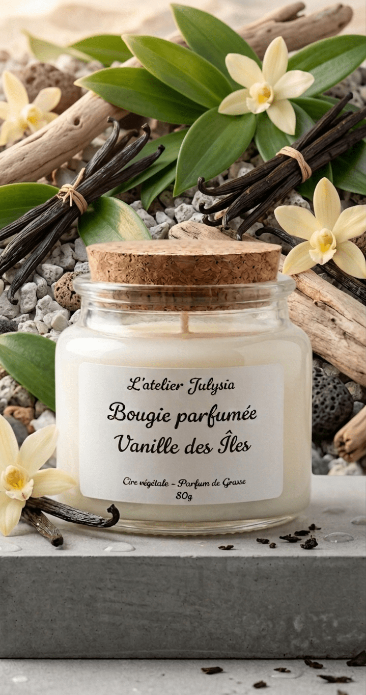 Bougie Vanille des îles - Les bougies de l'atelier Julysia