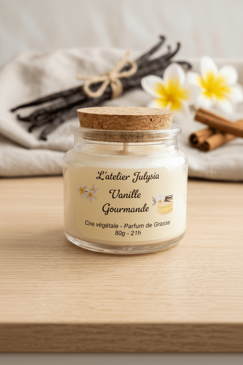 Bougie Vanille gourmande fait main - L'atelier Julysia - Les bougies de l'atelier Julysia