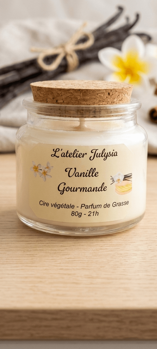 Bougie vanille gourmande IMPARFAITE - Les bougies de l'atelier Julysia
